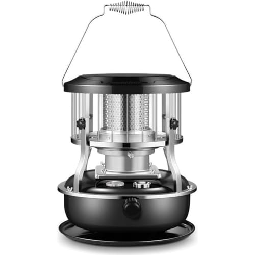 Calentador de queroseno, calentador portátil, estufa de camping con altura ajustable, for el hogar, exteriores, garaje, sótano(Black)