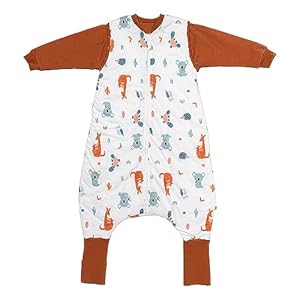 schlummersack Babyslaapzak met voetjes, winter, 3,5 TOG, Oeko-Tex, slaapzak met benen en verlengde manchetten, winterslaapzak voor baby’s met mouwen, bruin (kangoeroe), 100 cm