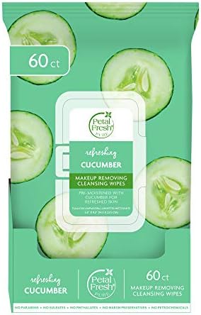 Petal Fresh Refreshing Cucumber Makeup Removing, Cleansing Towelettes, Gentle Face Wipes, Daily Cleansing, Vegan and Cruelty Free, 60 count