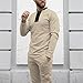 Mens 2 Piece Suit Regular Fit Casual Sweatsuits Sets Waffle Outfits Long Sleeve Henley Shirts and Comfy Trousers Khaki