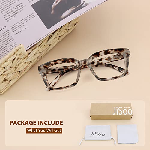Image of JiSoo Oversized Blue Light Reading Glasses Women, Fashion Reading Glasses Blue light Blocking 3.5, Demi Grey