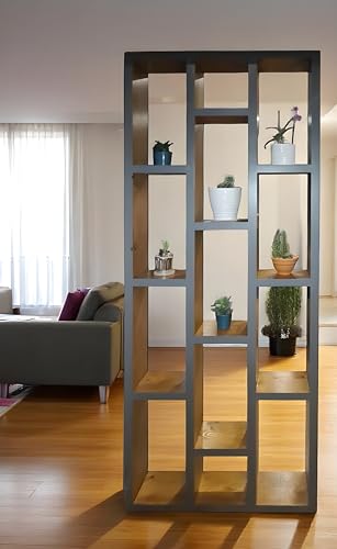 Image of Musa Kazim Carved Wood Room Divider & Partition Panel Decorative Room Separator with Open Shelf Divider for Living Room Kitchen & Office Brown (72x48 inch)