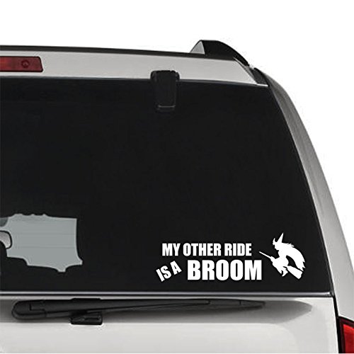 GottaLoveStickerz My Other Ride is A Broom Permanent Vinyl Decal Sticker for Laptop Tablet Helmet Windows Wall Decor Car Truck Motorcycle - Size (07 Inch / 18 cm Wide) - Color (Gloss White)