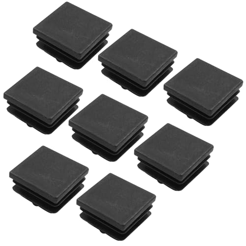 Image of Bonsicoky 1-1 /4 inch Square Plastic Plugs, Black, 8 Pack | Tubing End Caps, Insert for Square Tube, For Furniture Legs