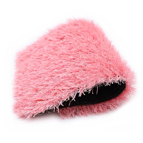 Césped artificial de alta densidad con agujeros de drenaje, tapete realista de césped sintético para parques infantiles y jardines, color rosa, 39.40 x 39.40 pulgadas
