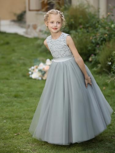 Lace Flower Girl Dresses for Wedding Sleeveless Princess Pageant Dress Puffy Tulle First Communion Gowns4