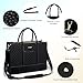 LOVEVOOK Laptop Bags for Women, 15.6 inch Waterproof Work Tote Bag with Clutch, Professional Teacher Computer Purse Lightweight Shoulder Bag Travel, Quilted Black