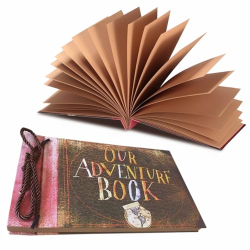 Our Adventure Book Handcrafted 11.92 x 7.62" Scrapbook, Color cover,Embossed Lettering, Inspired by 'Up', Ideal for Photos, Gift for Couples Anniversary, Weddings, Travelling, Birthday, Christmas