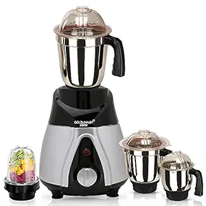 Goldwinner BTRBMGF21 600Watts Mixer Juicer Grinder with 4 Jars (Small Bullets Jar, 1 Liquid Blending Jar, 1 Dry Grinding Jar and 1 Chutney Jar) - Black