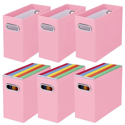BELLE VOUS 6x rosa Papp-Hängedokumentenhalter - Faltbare dekorative Boxen Aufbewahrung für zu Hause oder Büro - Briefe, Dokumente und Akten - Hängeregister Box - Archivbox