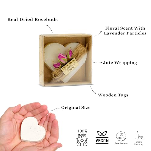 heart shaped soaps 12-pack handmade scented mini soaps for bridal shower party favors tea party wedding baby shower amp engagement gifts for guests thanks you for celebrating with us wooden tag
