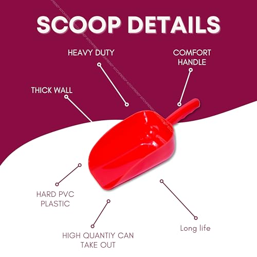 Image of 1kg Capacity Plastic Scoop, Multipurpose Big Size Flour Scoop - Red Material for Kirana Stores, Ideal for Shopkeepers, Manufacturers - Multiple Colors Available
