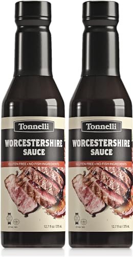 Tonnelli Vegan Friendly Worcestershire Sauce 12.7oz (2 Pack) | Vegan, Fish Free, Gluten Free, Kosher