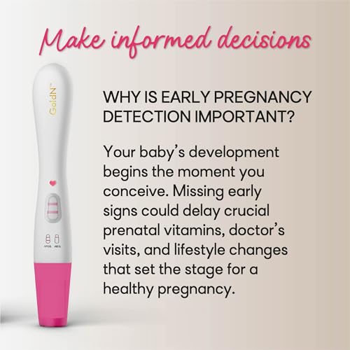 Image of GoldN Early Detection Pregnancy Test for Women - HCG Midstream Kit | 99% Accurate & Easy-to-Use | Fast Results with Pink Heart Indicator | Mess-Free, FDA-Approved, Discreet Strips | 2 Tests