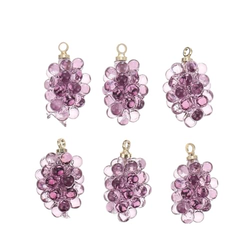 Healvian 6 Piezas de Dijes de Uva en Resina Cristal Morado para Hacer Joyas Collares y Pulseras DIY Accesorios Creativos de Bricolaje para Decoración y Manualidades