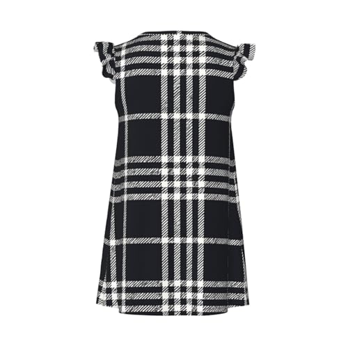 Augenstern Flutter Sleeve Nightgown Pajama Gown Black White Plaid Easy Pull-On Sleepwear Nightdress2