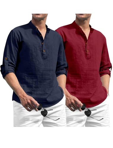 Image of Zombom Men's Kurta || Chinese Collar Long Sleeves || Straight Hip Length Kurtas || Short Kurta for Men || for Festival || Function || Occasion Wear Fancy Kurta for || Best Gifts for Men