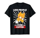 carino kawaii gatto meno persone più caffè kawaii estetica maglietta
