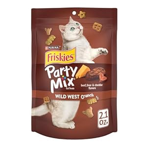 Purina Friskies Cat Treats, Party Mix Wild West Crunch – (Pack of 10) 2.1 oz. Pouches