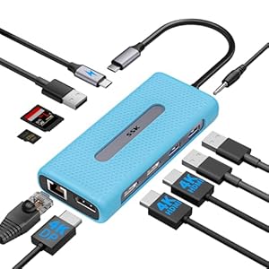 SSK USB C Dockingstation Dual Monitor, 11 in 1 Triple Display Docking Station Multiport Adapter von 2 HDMI, Displayport, Ethernet, PD3.0, SD TF Kartenleser, 3USBs für MacBook/Dell/HP/Lenovo Laptops