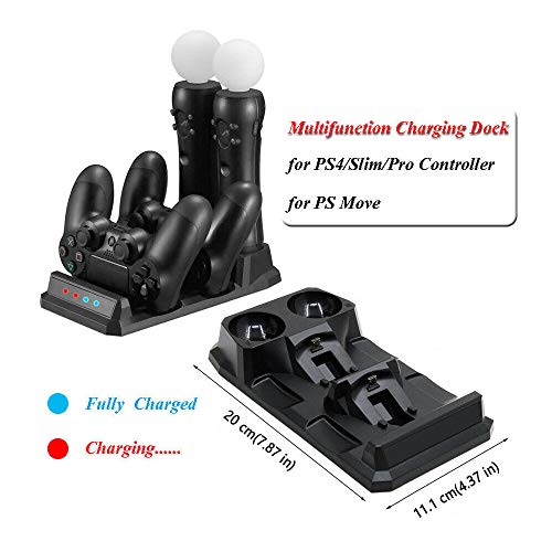 OSTENT 充電スタンド PS4 PS VRコントローラー用 4 in1 充電器 スタンド