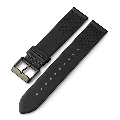 Timex 20mm Genuine Leather Quick-Release Strap  Black with Bronze-Tone Buckle