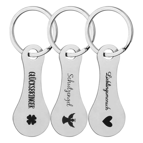 Aisikoo 3 Stück Einkaufswagenlöser Personalisiert, Metall Einkaufswagenchip, Einkaufschip Schlüsselanhänger, Abziehbar Einkaufswagen Chips, Einkaufschip zum Rausziehen