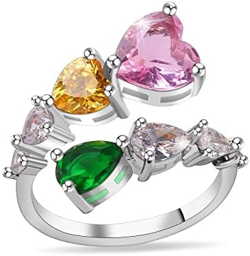 Konikit Silvery with Color Zircon Adjustable Rings | Stacking Rings | Rings for Women Girls for Valentine's Day