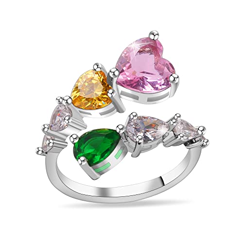 Konikit Silvery With Color Zircon Adjustable Rings | Stacking Rings | Rings For Women Girls For Valentine's Day #TOP3