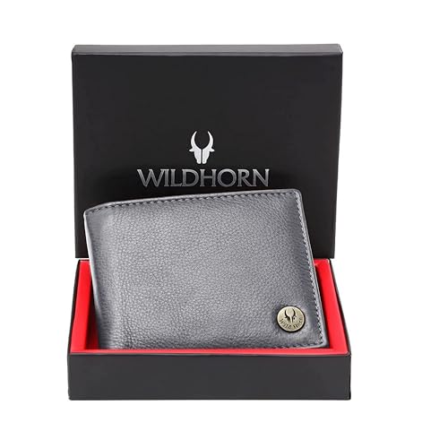 Image of WildHorn Rfid Protected Leather Wallet For Men, Grey
