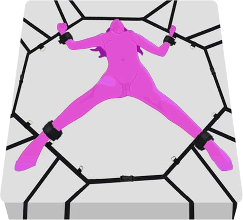 Bondaged Bed Tie Downs Sex Bondage Restraints Kit Toys Straps Handcuffs for Grownups Bedroom Fuzzy Sex Hand Cuff Bracelets Set for Adults Bedroom Bed Restraints Belts for Wrists and Ankles Sweater