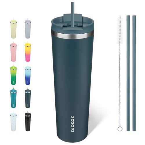 Image of BJPKPK 34oz Coffee Tumbler with Straw, Insulated Stainless Steel Cup