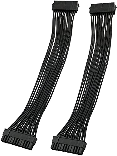 Longdex ATX Extension Cable 2PCS 12.6 inches / 32 cm ATX Motherboard 24 Pin Male to 24 Pin Female Power Supply Extension Cable for Internal PC PSU Power