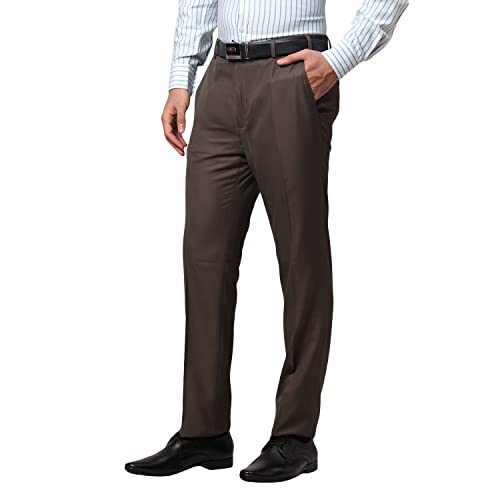 Image of Raymond Men's Polyviscose Blend Structure Pattern Slim Fit Flat Front Formal Trouser