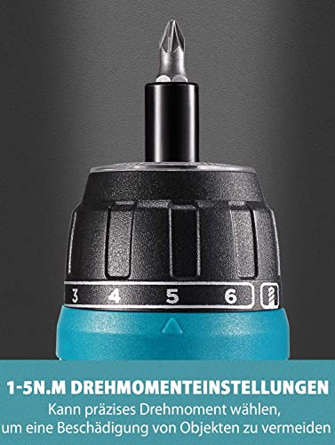 ALEAPOW 124 tlg. Werkzeugkoffer mit 3.6V Akku Schraubendreher, max. 4 Nm Akkuschrauber Handwerkzeugset mit… – Bild 4