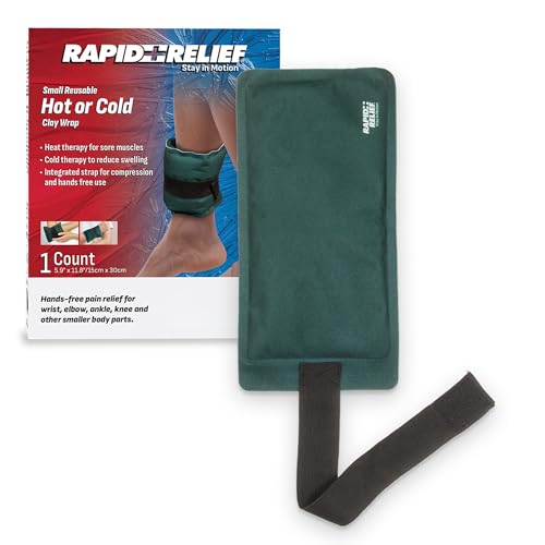 Rapid Relief Reusable Hot or Cold Clay Compress Wrap (Small) Heat or Ice Therapy Pack for Back Hip & Body Pain Relief Flexible Clay Pack with Adjustable Strap for Compression Support
