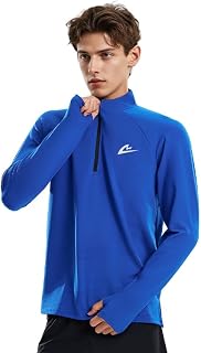 Men's Fitness Running Shirt Long Sleeve Quarter Zip Pullover Moisture Wicking Quick Dry Athletic Workout Shirts