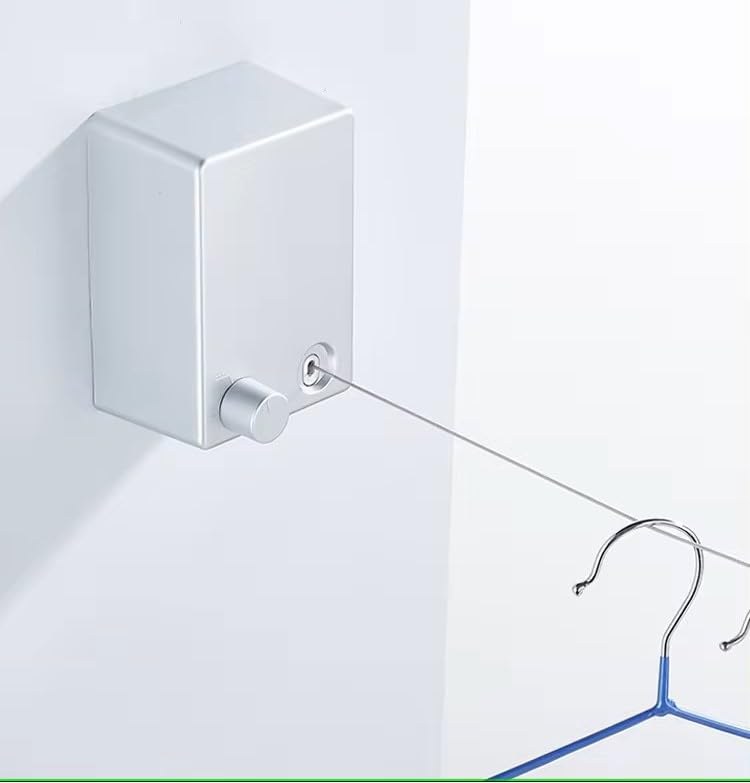 Retractable Clothesline Laundry Line Outdoor Indoor Cord Portable Travel Wall Mounted Space-Saver Single Rope String Clothes Drying Rack for Balcony Bathroom, Heavy-Duty Sold by The Chosen Ones 23.