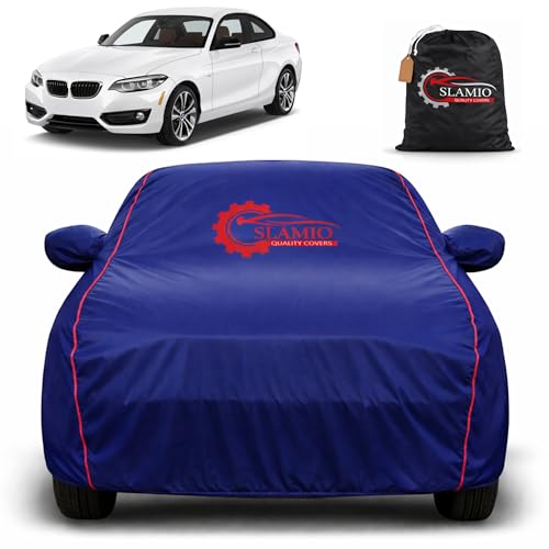 Image of Premium 100% Waterproof Car Cover for BMW 2 Series | All-Weather, UV & Dust Protection | Heavy-Duty 3-Layer Fabric | Custom Fit with Mirror & Antenna Pockets | Navy Blue