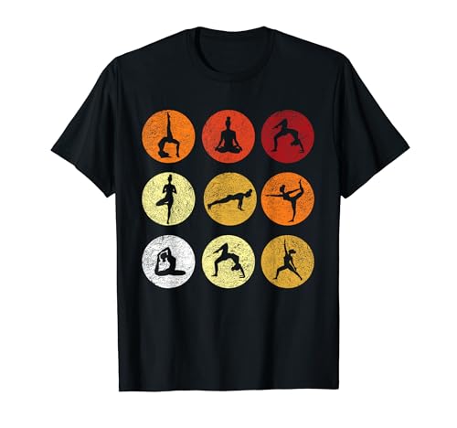 Regalo para amantes del yoga con posturas de yoga retro vintage Camiseta