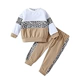 Nimiya Mädchen Jungen Sportanzug Unisex Jogginganzug Langarmshirt Sweatshirt Jogginghose Sweathose Kleinkind Outfit Sportwear Alltag Gr. 86-116 Khaki A 98-104