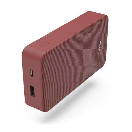 Hama Powerbank Colour 20 20000mAh (externer Akku mit 1x USB C + 1x USB A, Power Pack Zertifiziert, LED Anzeige, Akku Pack Handy Zubehör, Tablet, Bluetooth Box etc., tragbares Ladegerät klein) rot