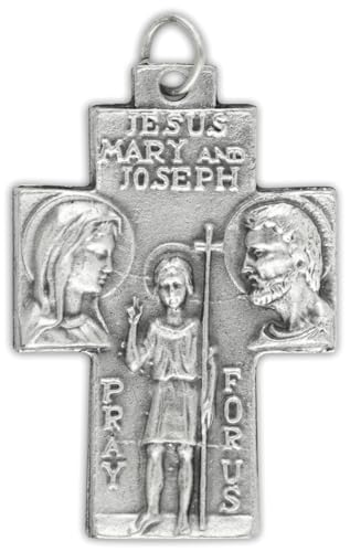 Pack of 5 - Holy Family/St. Christopher Cross Shaped Medal 1 1/4
