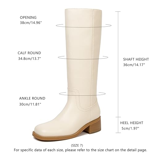 Image of Knee High Boots Women Square Toe Chunky Block Heel Banana Campus Boot Wide Calf Comfortable Low Heel Riding Long Boots
