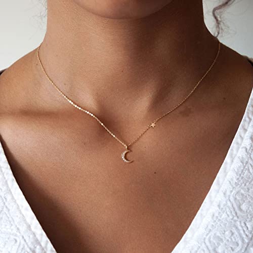 HANLI 14K Gold Plated Necklaces for Women - Dainty Butterfly, Star of David, Moon and Star, Sun, Lotus, Infinity, Hummingbird, Bee,Boots,Chill,Sunflower Pendant Designs - Elegant Jewelry for Women2