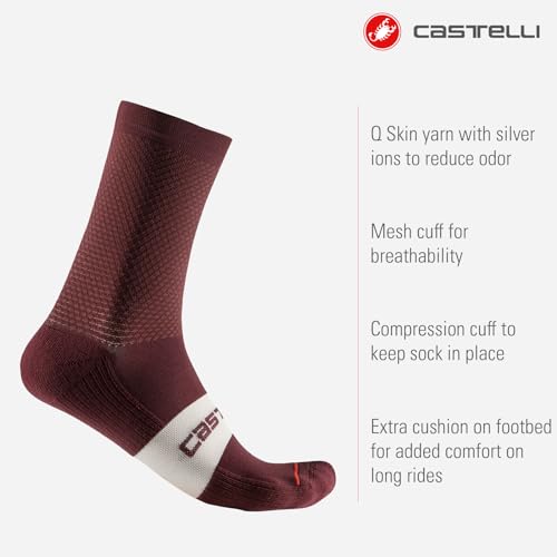 CASTELLI Espresso 15 Sock, Performance Cycling Apparel Sock with Arch Support & Cushion Pad - Deep Bordeaux - Small/Medium2