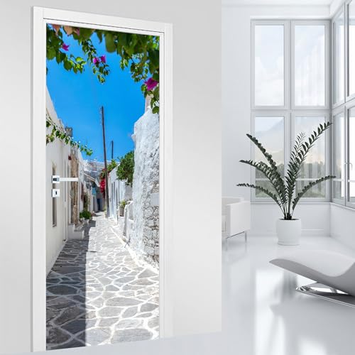 Stickers pour porte - Ruelle Trompe l'oeil 3617689763989 - Adhésif MAT - Largeur 73 x Hauteur 205 cm