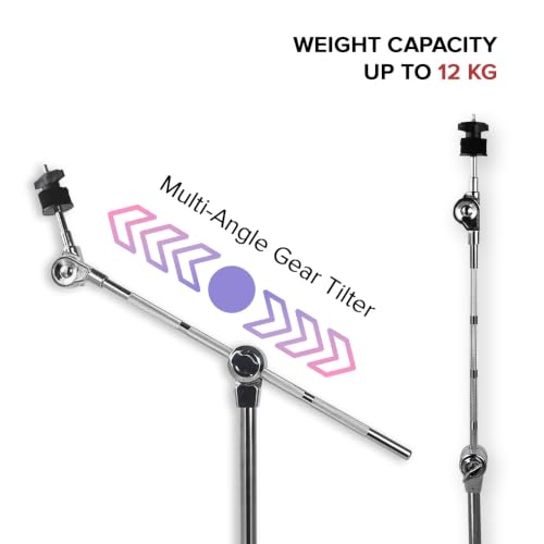 Image of Kadence CYJ01 Jamming Series 2.8kg Cymbal Stand | Adjustable Boom Arm & Gear Tilter | Double-Braced Tripod | Gig-Ready Design | Chrome Finish