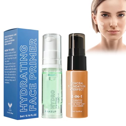 Base de Maquillaje Duradera, Full Coverage Foundation Resistente al Agua y al Sudor, Incluye 5ml Gel Hidratante Prebase, Ideal para Cualquier Tipo de Piel (#04, 20ml)