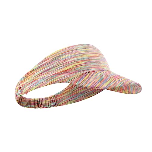 Feelorna Frauen Visoren Cap, elastische Faltbare Pferdeschwanz Baseball Cap mit Krempe, schnell trocknende Sportmütze für Golf Running Tennis (DE/NL/SE/PL, Alphanumerisch, Einheitsgröße, Regenbogen)
